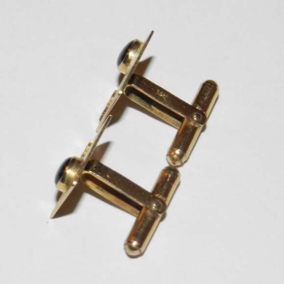 Vintage 14K Gold Black Star Sapphire Cufflinks Square Very Rare!! - Picture 16 of 16